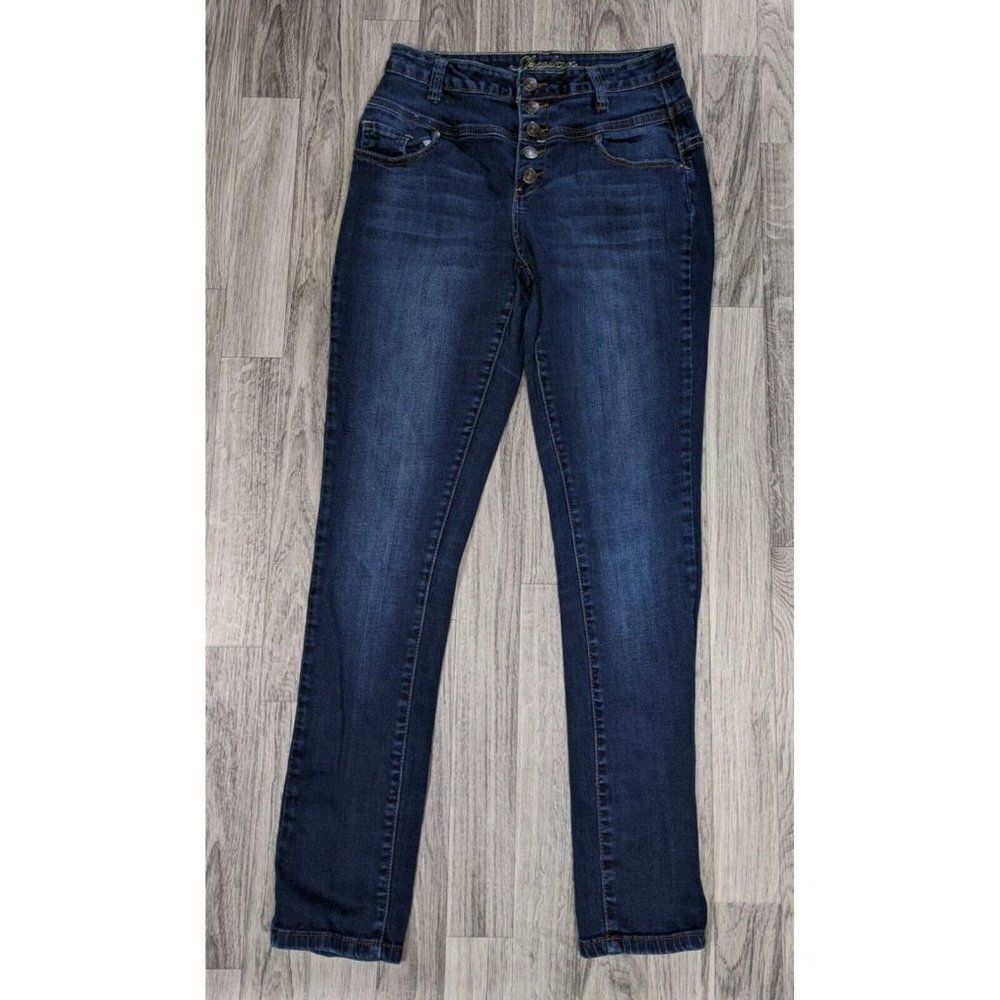 Delias Womens Size 9 / 10 Skylar Skinny Button Fly‎ Pockets Denim Blue Jeans